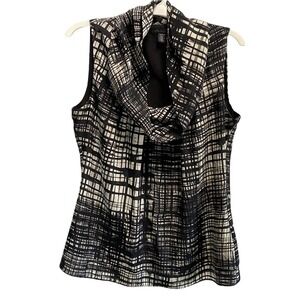 Kenneth Cole Graphic Print Silk Sleeveless Medium Blouse